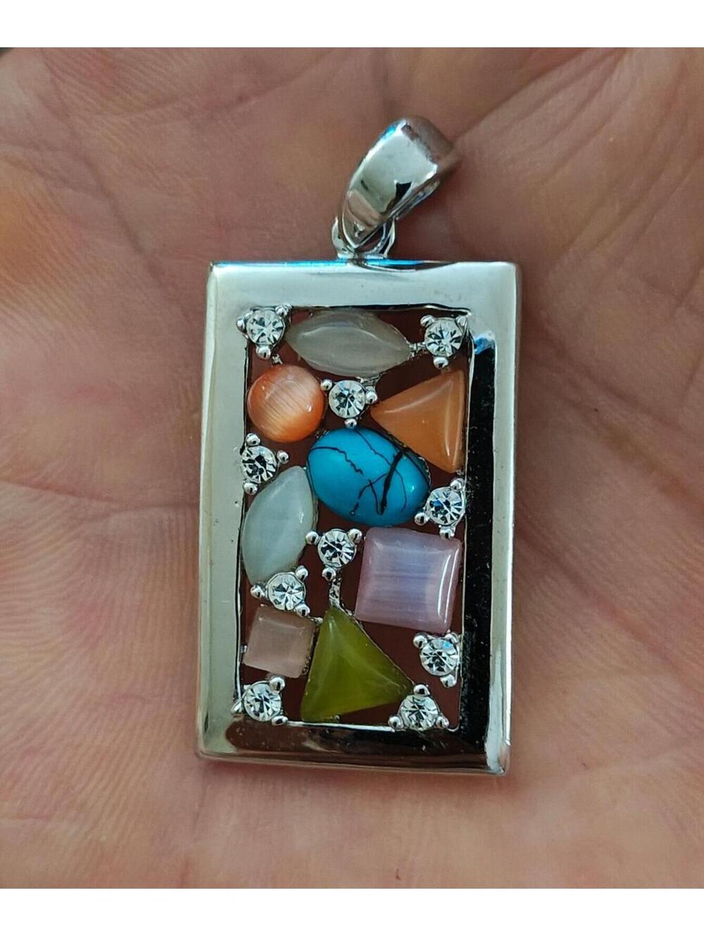 Lia Sophia Galileo Turquoise And Pastel Silver Tone Pendant